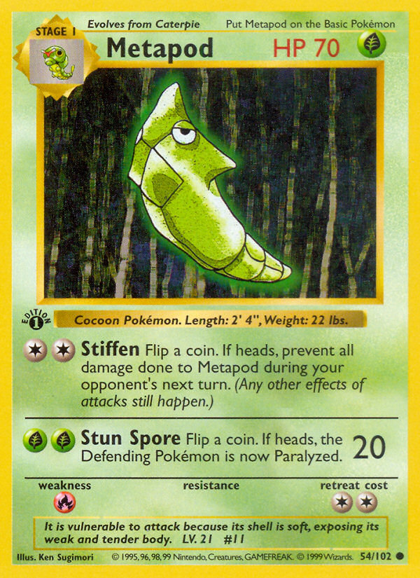 Metapod (54/102) (Shadowless) [Base Set 1st Edition] | Exor Games Bridgewater