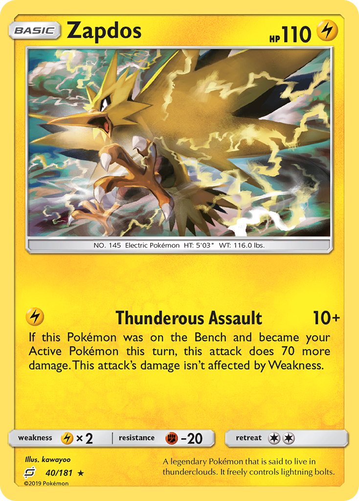 Zapdos (40/181) (Theme Deck Exclusive) [Sun & Moon: Team Up] | Exor Games Bridgewater