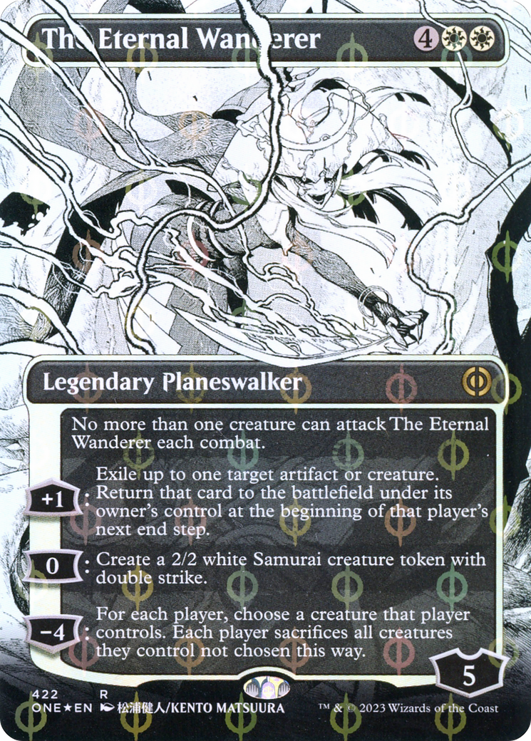 The Eternal Wanderer (Borderless Manga Step-and-Compleat Foil) [Phyrexia: All Will Be One] | Exor Games Bridgewater