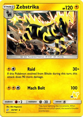 Zebstrika (45/181) (Pikachu Stamp #23) [Battle Academy 2020] | Exor Games Bridgewater