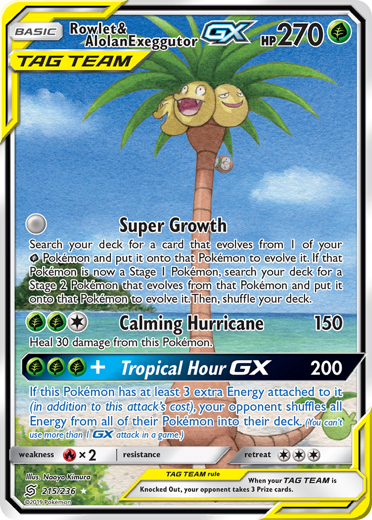 Rowlet & Alolan Exeggutor GX (215/236) [Sun & Moon: Unified Minds] | Exor Games Bridgewater