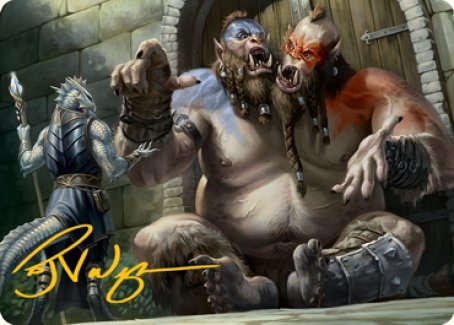 Ettin Art Card (Gold-Stamped Signature) [Dungeons & Dragons: Adventures in the Forgotten Realms Art Series] | Exor Games Bridgewater