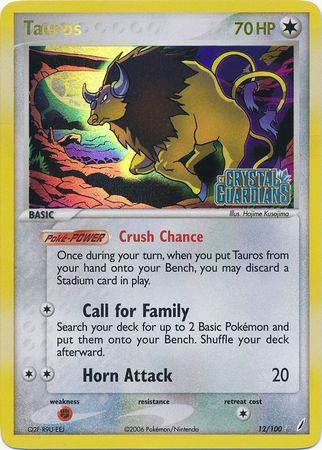 Tauros (12/100) (Stamped) [EX: Crystal Guardians] | Exor Games Bridgewater