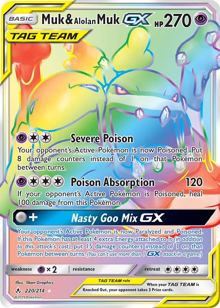 Muk & Alolan Muk GX (220/214) [Sun & Moon: Unbroken Bonds] | Exor Games Bridgewater