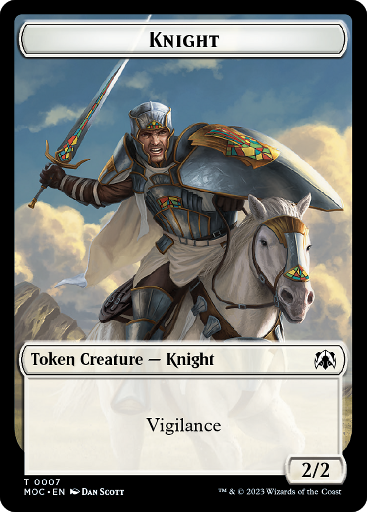 Knight (7) // Spirit (14) Double-Sided Token [March of the Machine Commander Tokens] | Exor Games Bridgewater