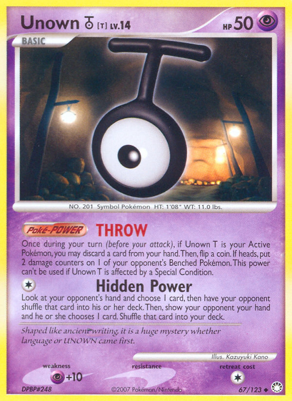 Unown T (67/123) [Diamond & Pearl: Mysterious Treasures] | Exor Games Bridgewater