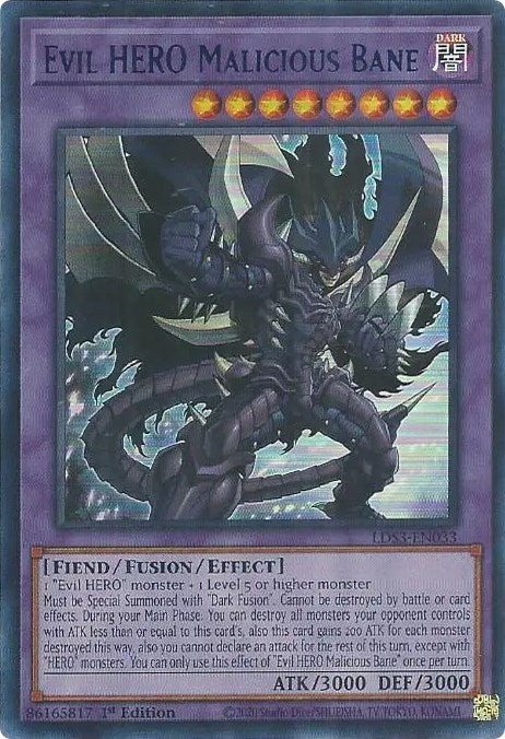 Evil HERO Malicious Bane (Blue) [LDS3-EN033] Ultra Rare | Exor Games Bridgewater