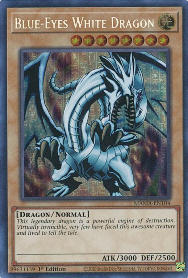 Blue-Eyes White Dragon [MAMA-EN104] Secret Pharaoh's Rare | Exor Games Bridgewater