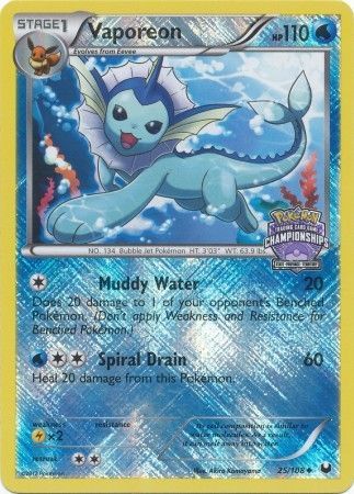 Vaporeon (25/108) (State Province Championship 2013 Promo) [Black & White: Dark Explorers] | Exor Games Bridgewater