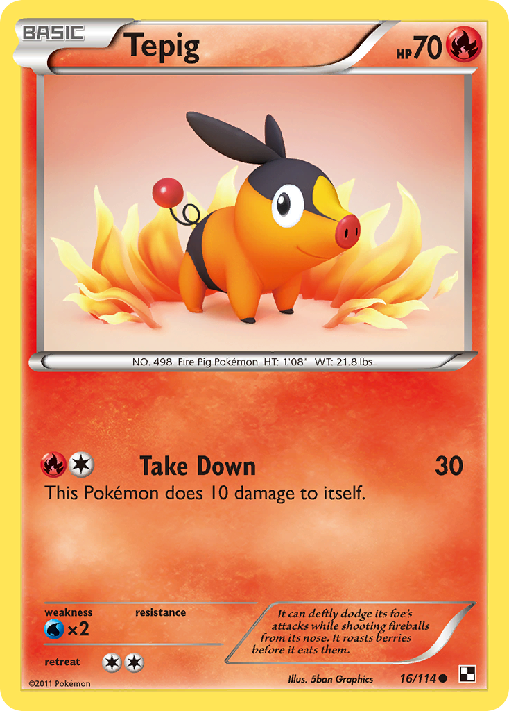 Tepig (16/114) [Black & White: Base Set] | Exor Games Bridgewater