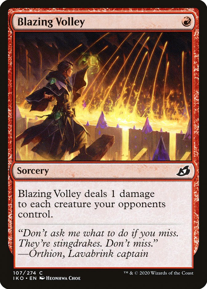 Blazing Volley [Ikoria: Lair of Behemoths] | Exor Games Bridgewater