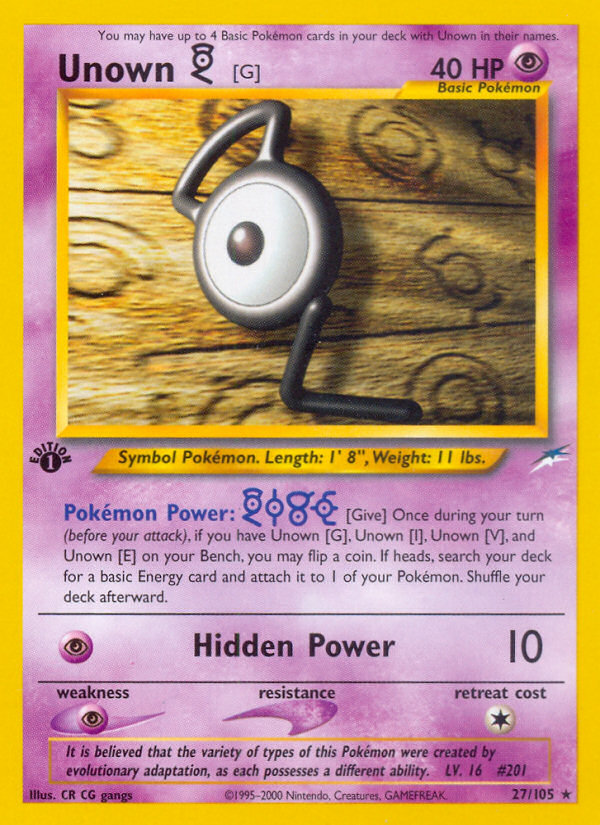 Unown [G] (27/105) [Neo Destiny 1st Edition] | Exor Games Bridgewater