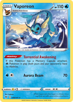 Vaporeon (030/185) [Sword & Shield: Vivid Voltage] | Exor Games Bridgewater