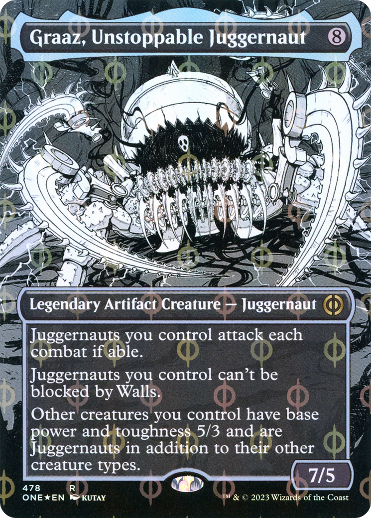 Graaz, Unstoppable Juggernaut (Borderless Manga Step-and-Compleat Foil) [Phyrexia: All Will Be One] | Exor Games Bridgewater