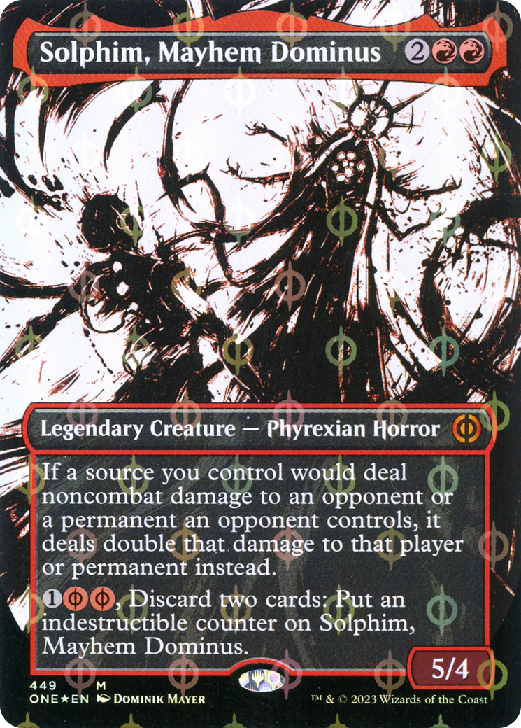 Solphim, Mayhem Dominus (Borderless Ichor Step-and-Compleat Foil) [Phyrexia: All Will Be One] | Exor Games Bridgewater