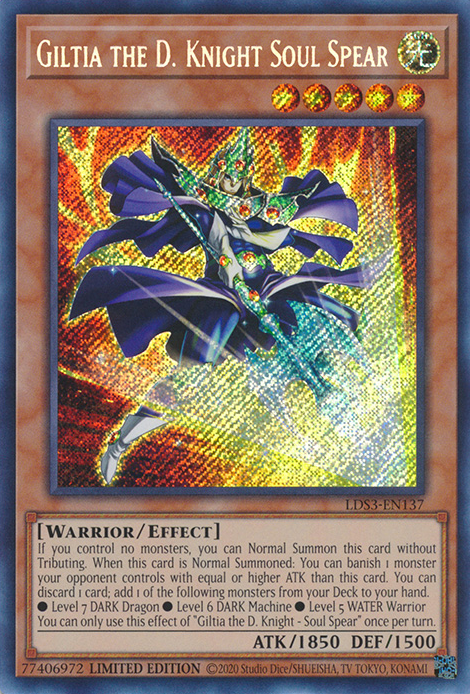 Giltia the D. Knight Soul Spear [LDS3-EN137] Secret Rare | Exor Games Bridgewater