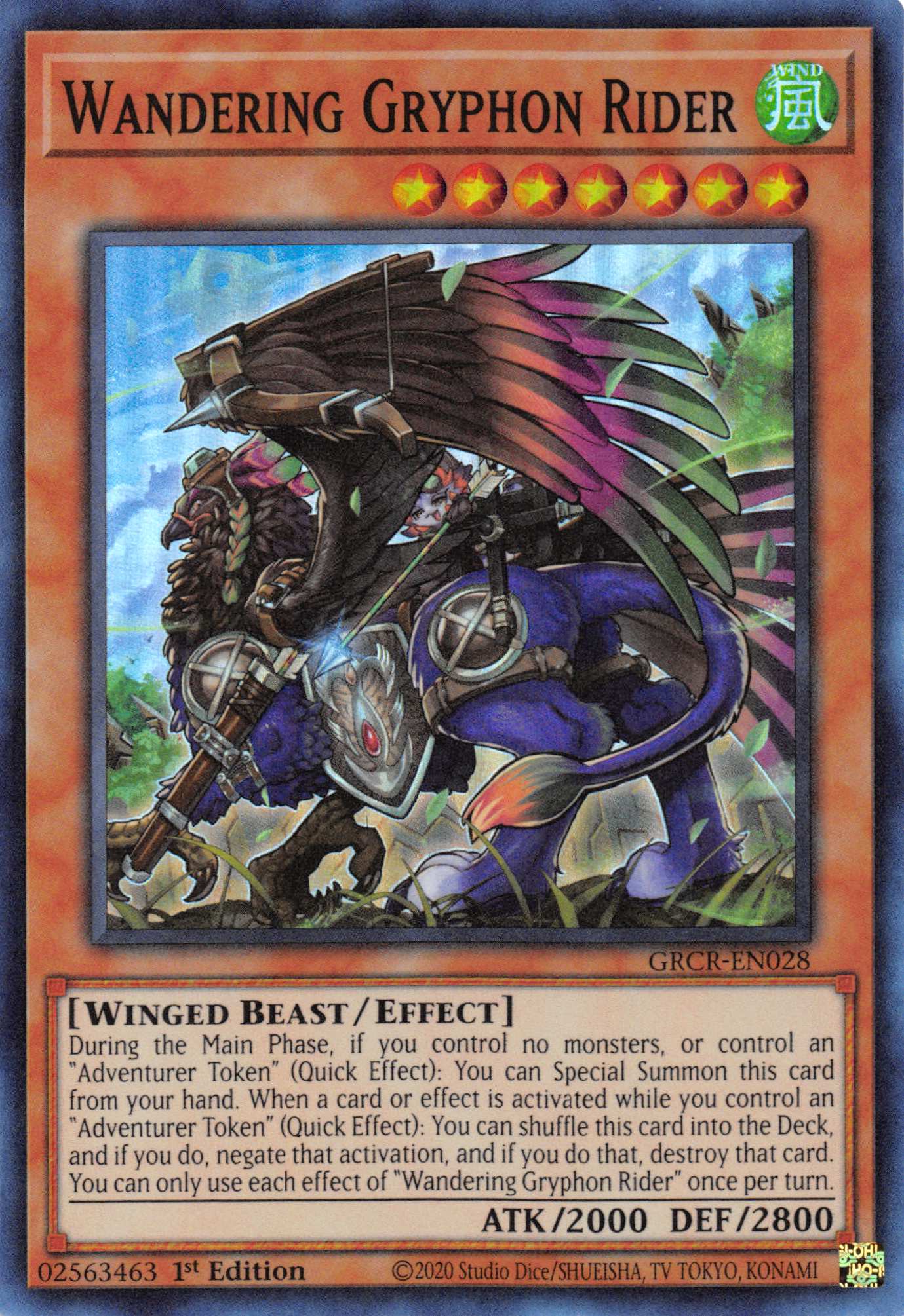 Wandering Gryphon Rider [GRCR-EN028] Super Rare | Exor Games Bridgewater