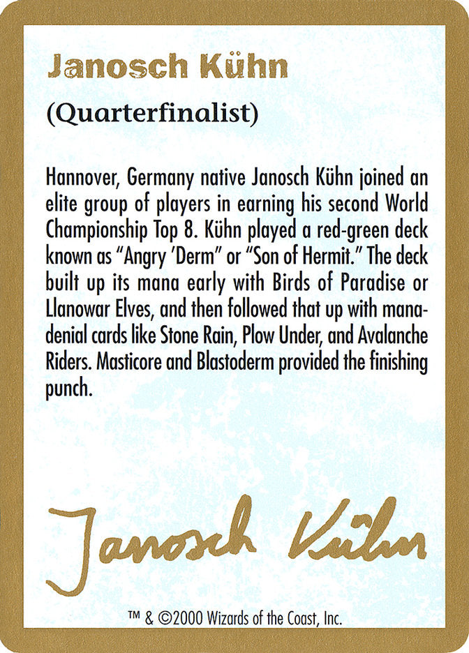 Janosch Kühn Bio (2000) [World Championship Decks 2000] | Exor Games Bridgewater
