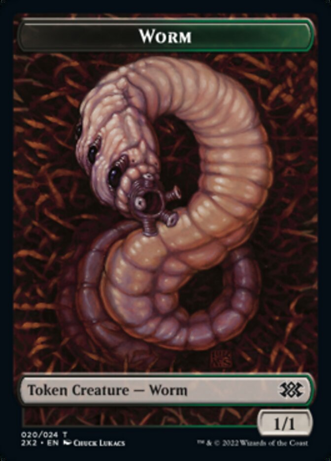 Worm // Knight Double-sided Token [Double Masters 2022 Tokens] | Exor Games Bridgewater