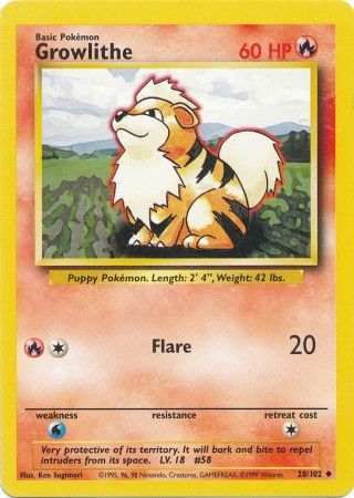 Growlithe (28/102) [Base Set Unlimited] | Exor Games Bridgewater