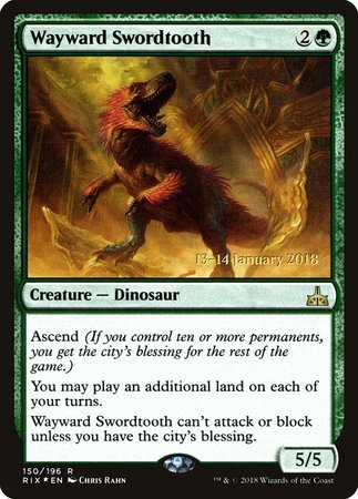 Wayward Swordtooth [Rivals of Ixalan Promos] | Exor Games Bridgewater