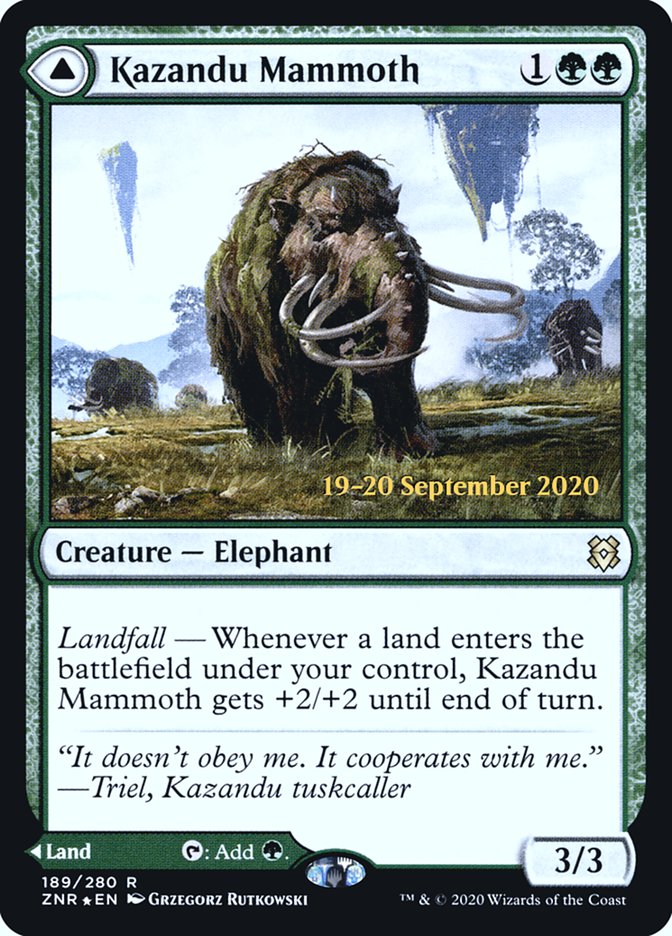 Kazandu Mammoth // Kazandu Valley  [Zendikar Rising Prerelease Promos] | Exor Games Bridgewater