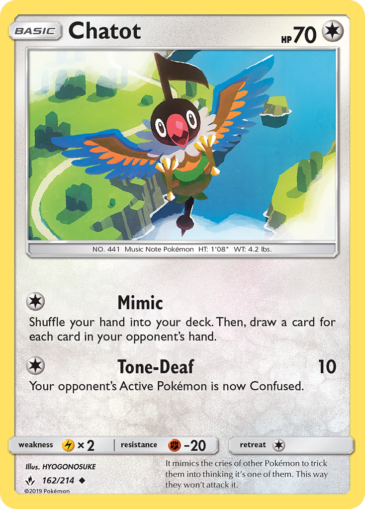 Chatot (162/214) [Sun & Moon: Unbroken Bonds] | Exor Games Bridgewater