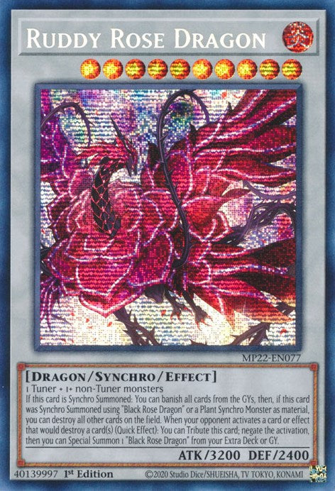 Ruddy Rose Dragon [MP22-EN077] Prismatic Secret Rare | Exor Games Bridgewater