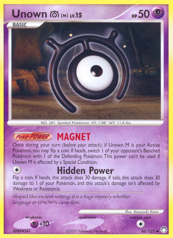 Unown M (66/123) [Diamond & Pearl: Mysterious Treasures] | Exor Games Bridgewater