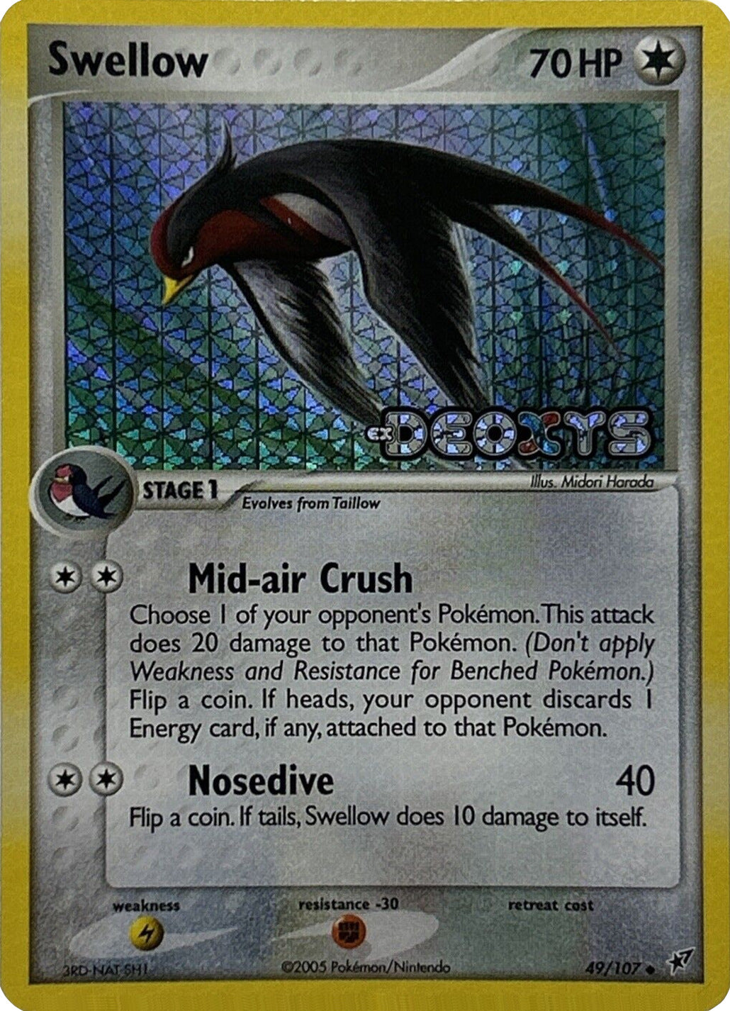 Swellow (49/107) (Stamped) [EX: Deoxys] | Exor Games Bridgewater