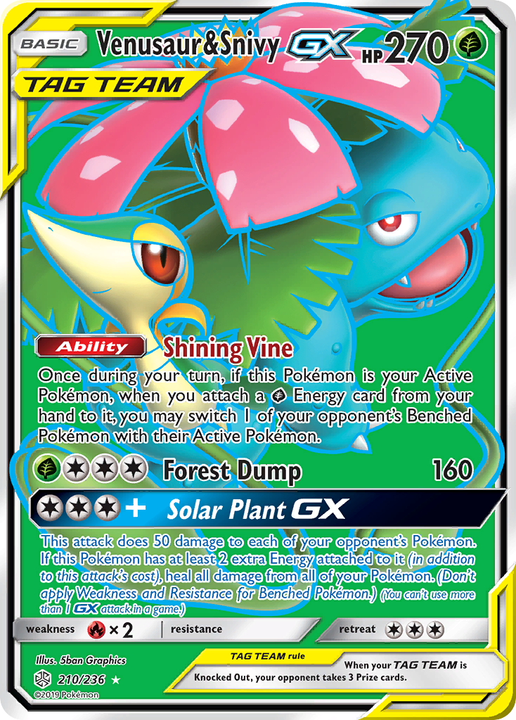 Venusaur & Snivy GX (210/236) [Sun & Moon: Cosmic Eclipse] | Exor Games Bridgewater