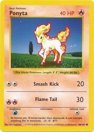 Ponyta (60/102) [Base Set Shadowless Unlimited] | Exor Games Bridgewater