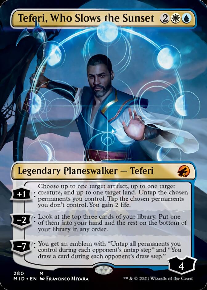 Teferi, Who Slows the Sunset (Borderless) [Innistrad: Midnight Hunt] | Exor Games Bridgewater