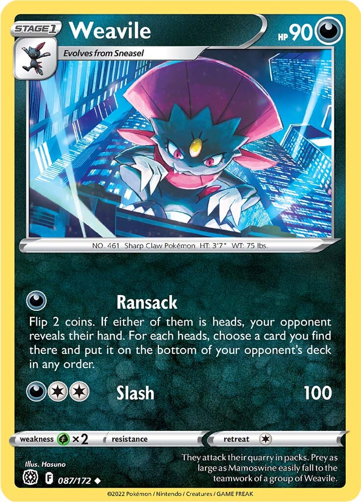 Weavile (087/172) [Sword & Shield: Brilliant Stars] | Exor Games Bridgewater