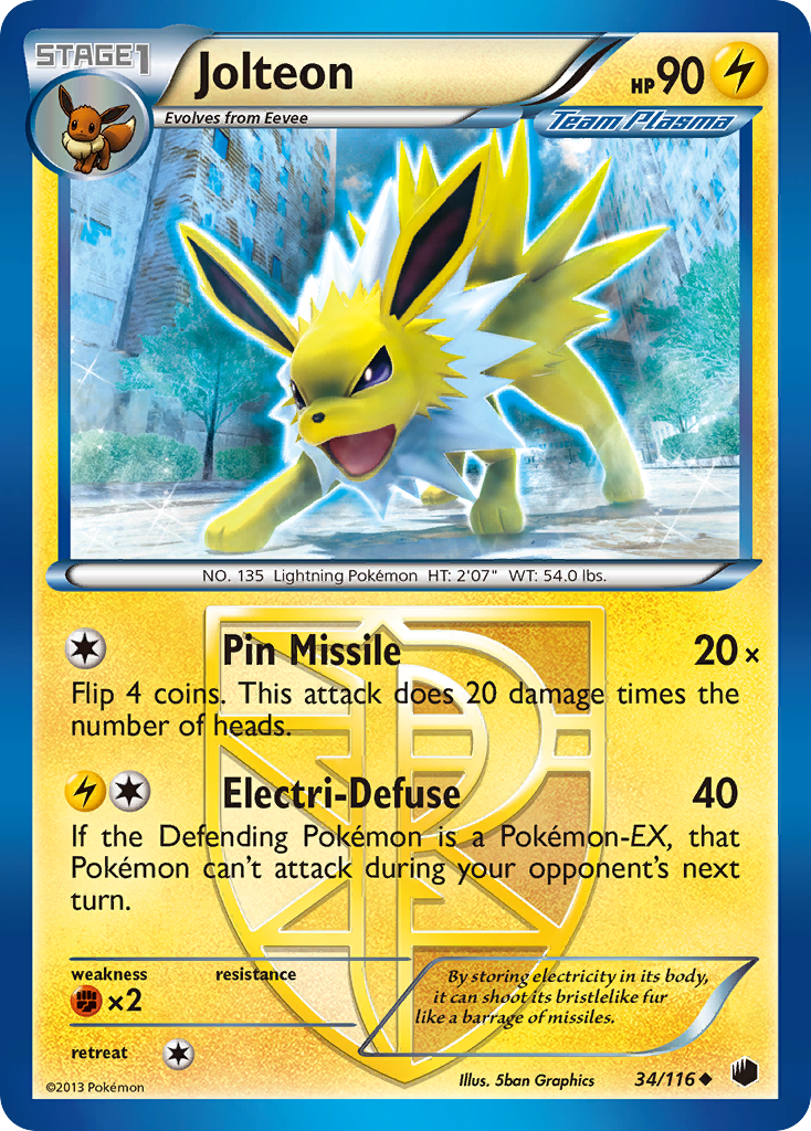 Jolteon (34/116) [Black & White: Plasma Freeze] | Exor Games Bridgewater