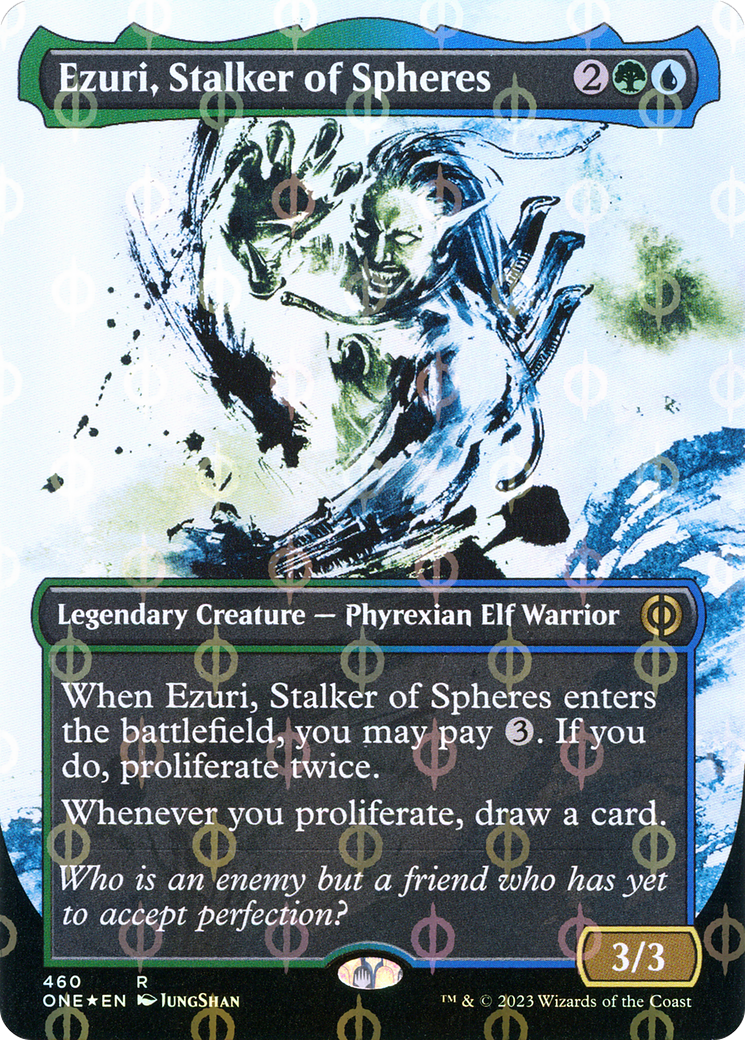 Ezuri, Stalker of Spheres (Borderless Ichor Step-and-Compleat Foil) [Phyrexia: All Will Be One] | Exor Games Bridgewater