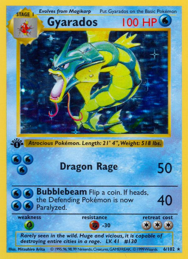 Gyarados (6/102) (Shadowless) [Base Set 1st Edition] | Exor Games Bridgewater