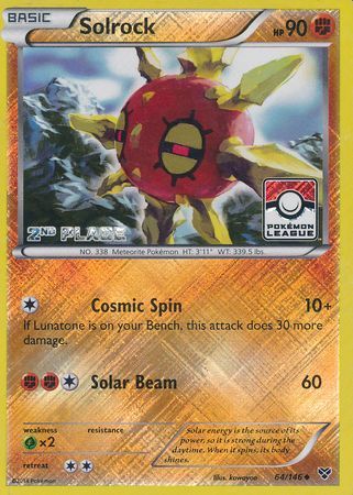 Solrock (64/146) (2nd Place League Challenge Promo) [XY: Base Set] | Exor Games Bridgewater