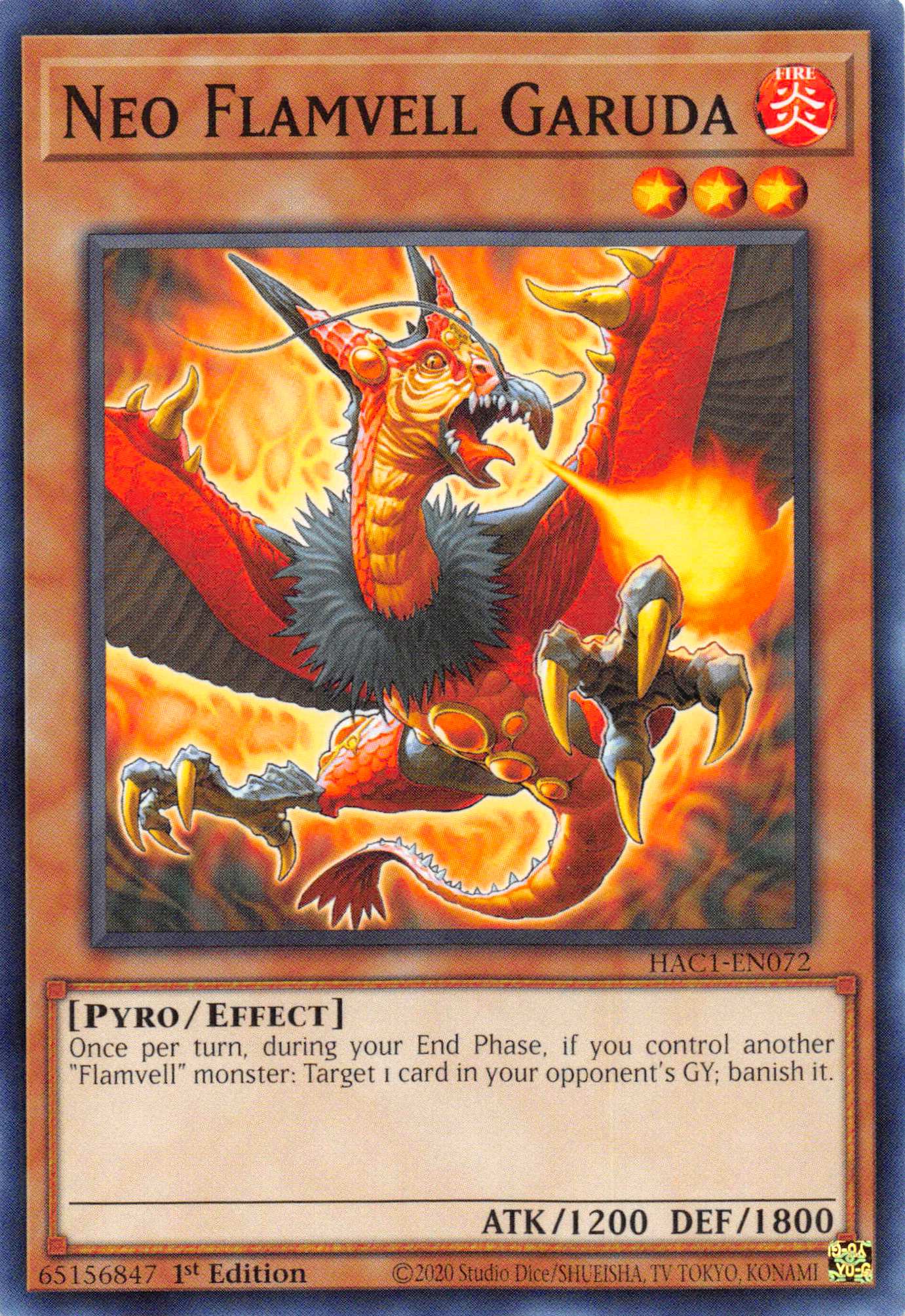 Neo Flamvell Garuda (Duel Terminal) [HAC1-EN072] Parallel Rare | Exor Games Bridgewater