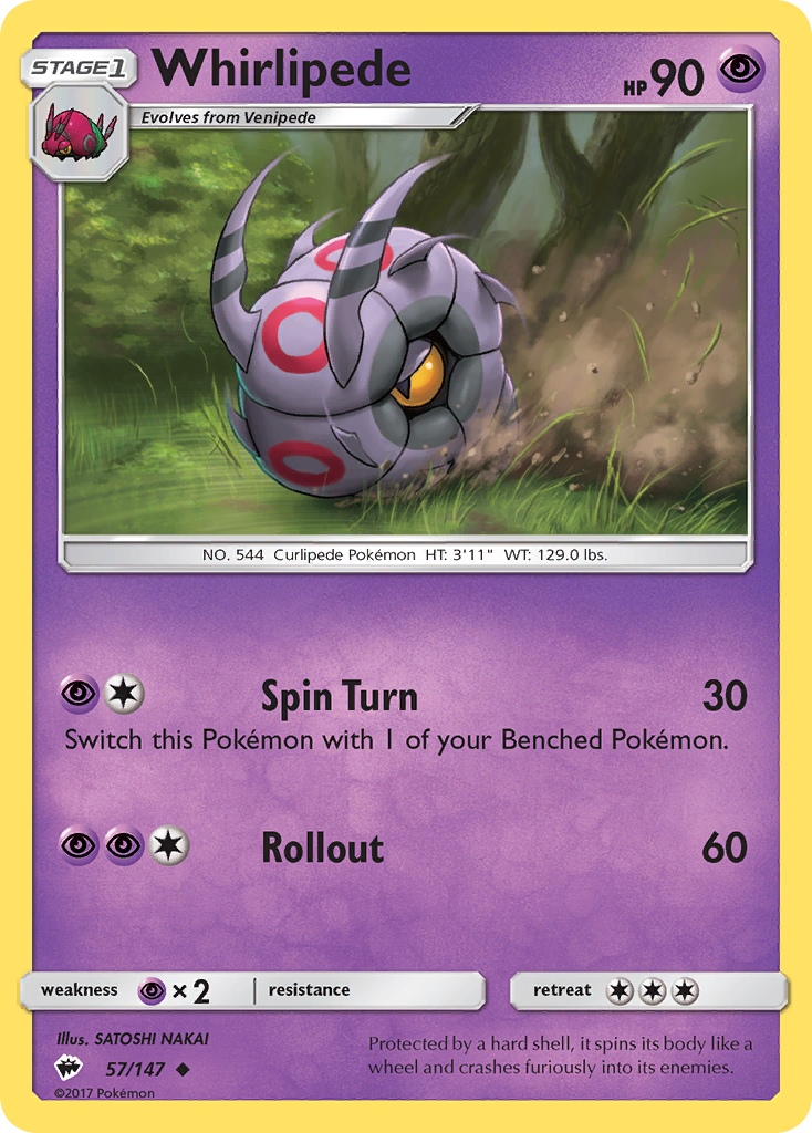 Whirlipede (57/147) [Sun & Moon: Burning Shadows] | Exor Games Bridgewater