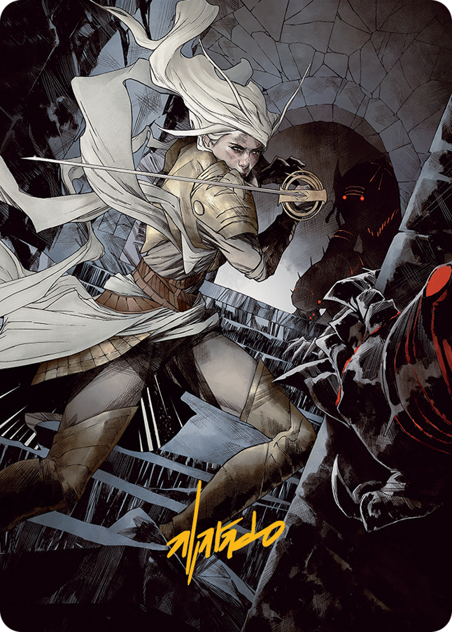 Thalia, Guardian of Thraben Art Card (Gold-Stamped Signature) [March of the Machine Art Series] | Exor Games Bridgewater