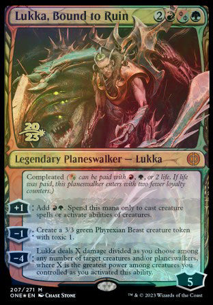 Lukka, Bound to Ruin [Phyrexia: All Will Be One Prerelease Promos] | Exor Games Bridgewater