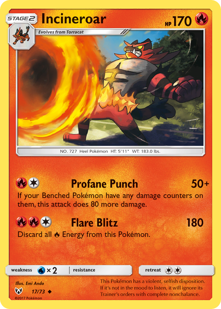 Incineroar (17/73) [Sun & Moon: Shining Legends] | Exor Games Bridgewater