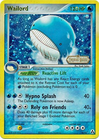 Wailord (14/92) (Stamped) [EX: Legend Maker] | Exor Games Bridgewater