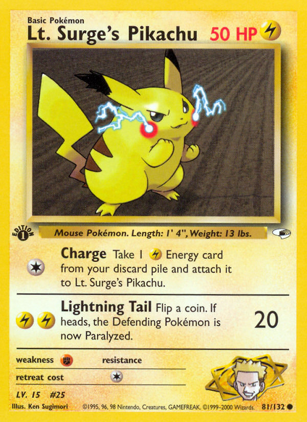 Lt. Surge's Pikachu (81/132) [Gym Heroes 1st Edition] | Exor Games Bridgewater