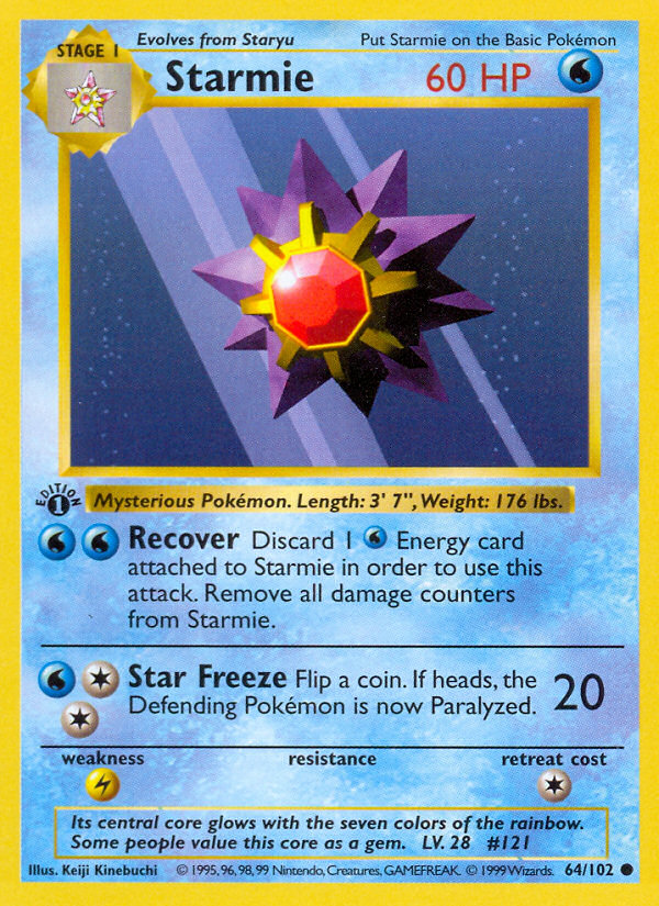 Starmie (64/102) (Shadowless) [Base Set 1st Edition] | Exor Games Bridgewater