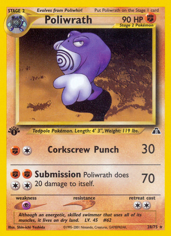 Poliwrath (28/75) [Neo Discovery 1st Edition] | Exor Games Bridgewater