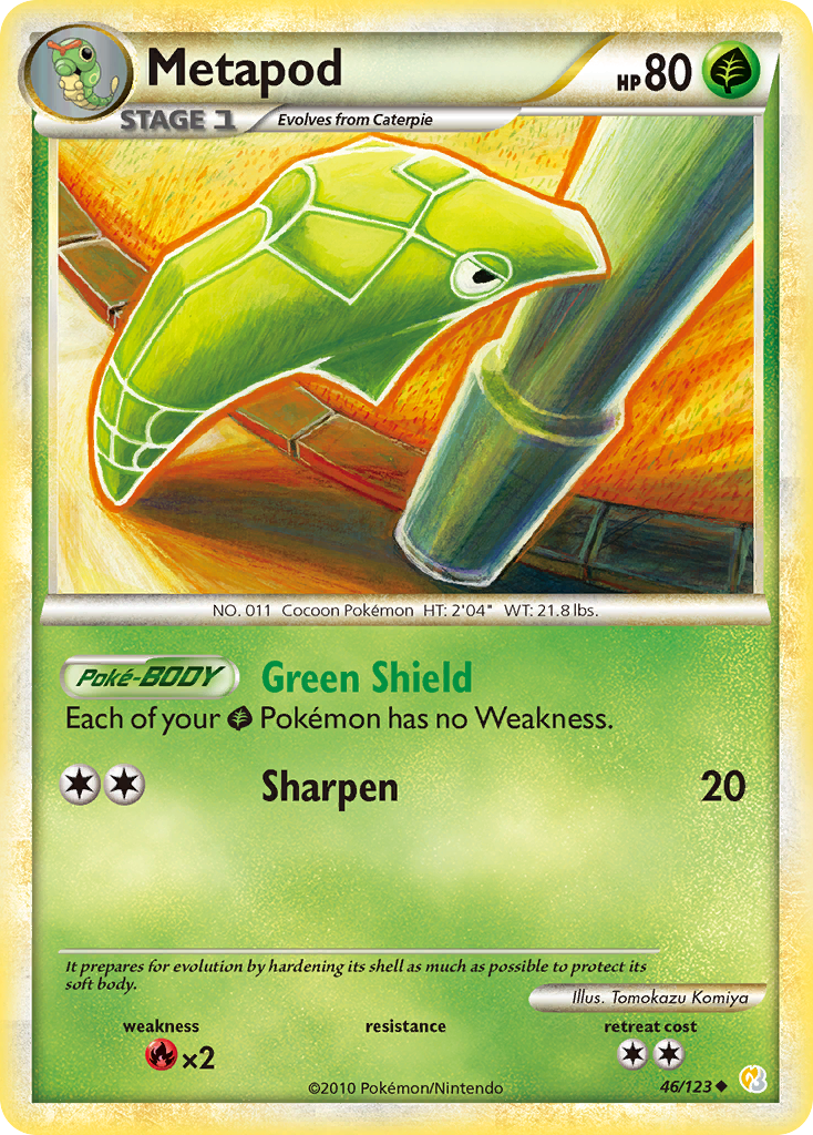 Metapod (46/123) [HeartGold & SoulSilver: Base Set] | Exor Games Bridgewater