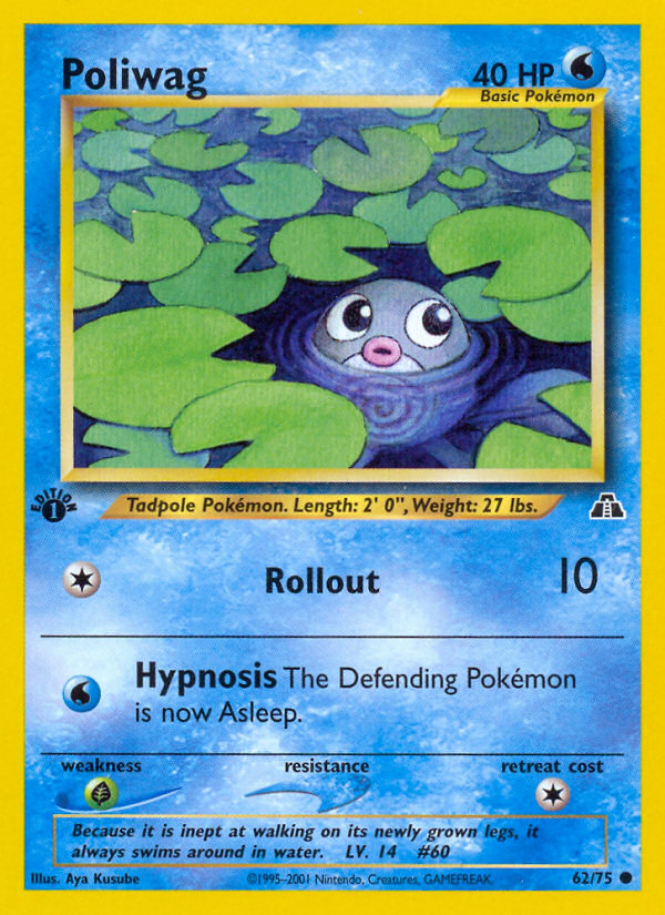 Poliwag (62/75) [Neo Discovery 1st Edition] | Exor Games Bridgewater