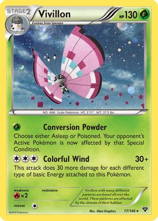 Vivillon (17/146) (Meadow Form/Pink Wings) (Cosmos Holo) [XY: Base Set] | Exor Games Bridgewater